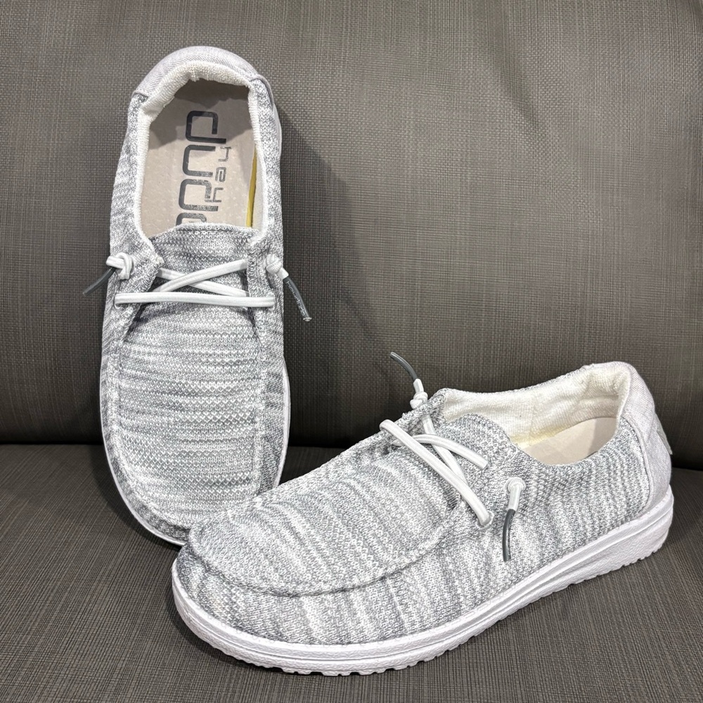 Hey Dude Wendy Sox Glacier Grey Women's Size 5 Slip On Fabric Lightweight Shoes